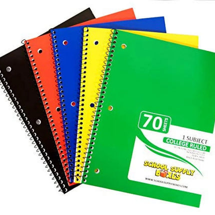 - (5 Pack) College-Ruled Spiral Notebooks