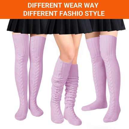 Wool Thigh High Socks over the Knee Socks Thigh High Stockings Extra Long Boot Thick Socks Leg Warmers for Women