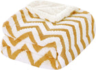 Fleece Sherpa Blanket for Couch(Ginger, Throw), Thick Warm Jacquard Chevron Blanket for Winter Christmas, 50 X 60 Inches