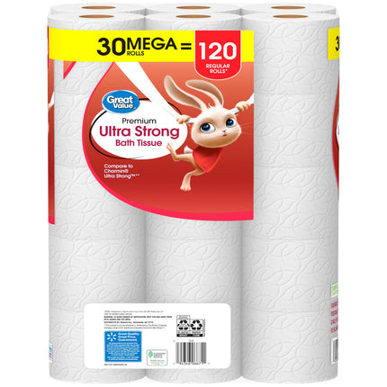 Ultra Strong Toilet Paper, 30 Mega Rolls