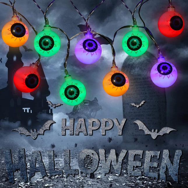 Halloween Eyeball String Lights - 10 Ft 20 LED Halloween Decorations String Lights Eyeball String Lights for Indoor Outdoor Halloween Party Garden Decoration,Color