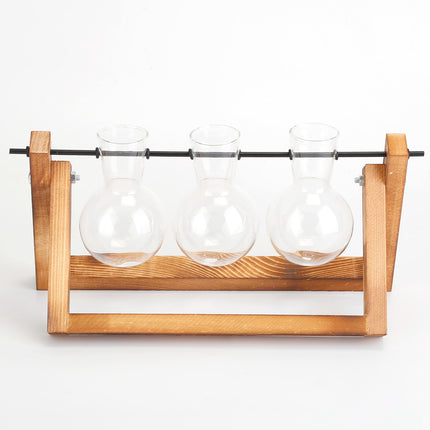 1Pc Desktop Glass Planter Bulb Plant Terrarium With Wooden Stand Air Planter Glass Vase Metal Swivel Plant Vase For Hydroponics