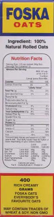 Foska Oats Jamaican Rolled Oats, Traditional Breakfast Oatmeal for Overnight and Hot Cereal, 14 oz Box