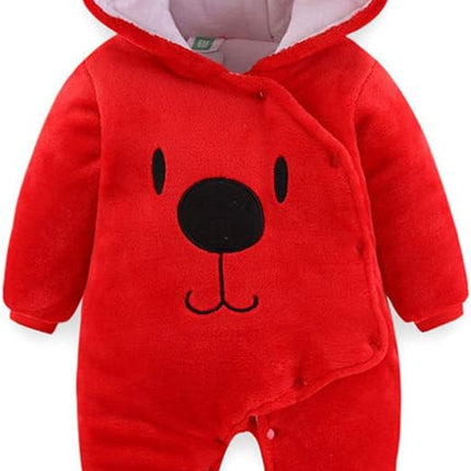 Baby Newborn Snowsuit Winter Hooded Footie Fleece Jumpsuit for Infant Girls Boys