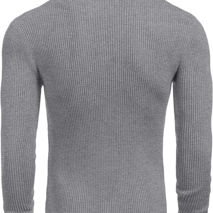 Mens Ribbed Slim Fit Knitted Pullover Casual Turtleneck Sweater