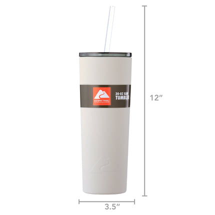 30 Oz Slim Insulated Stainless-Steel Tumbler, Tan