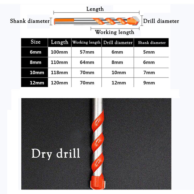 4x Ultimate Drill Bits Multifunctional Ceramic Glass Punching Hole Working Set