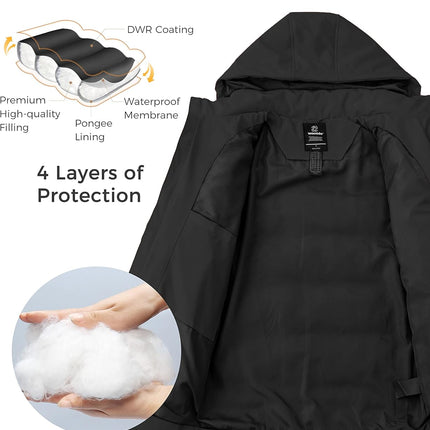 Men'S Thicken Puffer Jacket Insulated Water-Resistant Warm Winter Coat with Hood