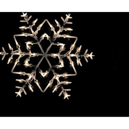 16" White Lighted Snowflake Christmas Window Silhouette