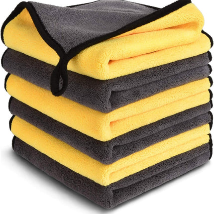 Microfiber Towels for Cars Cleaning Drying Detailing - 800GSM Multipurpose Plush Automobile Microfiber Towels 16" X 16", Pack of 6