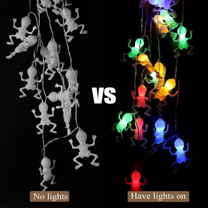 Halloween Lights Skeleton Lights,10Ft 20LED Skeletons Halloween Skull Lights Decoration,2 Lighting Modes Battery Powered String Lights,Spooky Halloween Lights for Party Patio Indoor Outdoor