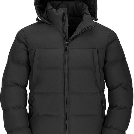 Men'S Thicken Puffer Jacket Insulated Water-Resistant Warm Winter Coat with Hood