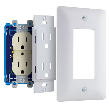 1-Gang Duplex Cover-Up Plastic Wall Plate Adapter, White (Textured/Paintable Finish)