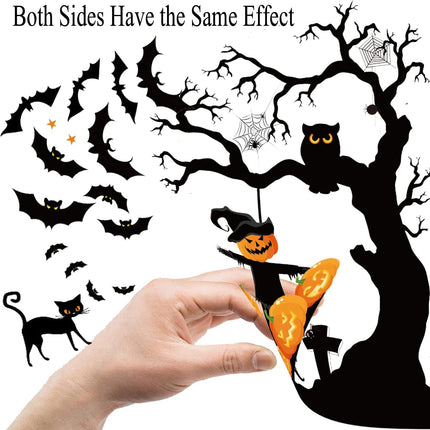 137Pcs Halloween Window Clings Halloween Window Decoration Pumpkins Bats Spiders Webs Witch Ghost Halloween Window Decals for Windows Glass Walls Window Stickers Party Supplies