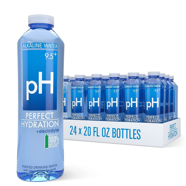 9.5 Ph Alkaline Water, Electrolytes for Taste, Bottles Made with 100% Recycled Plastic, 20 Fl Oz, Pack of 24