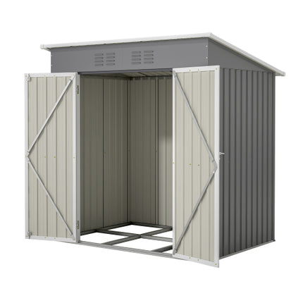 6'x4' Outdoor Metal Storage Shed For Garden Tools Lockable Door With Floor Frame