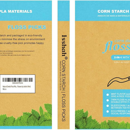 Natural Dental Floss Picks - 200 Count - PETA Approved, BPA Free, Vegan, Sustainable, Eco Friendly, Natural Dental Flossers by  (Mint)