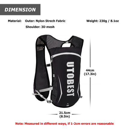 Running Backpacks Lightweight Hydration Pack Functional Running Vest 5L