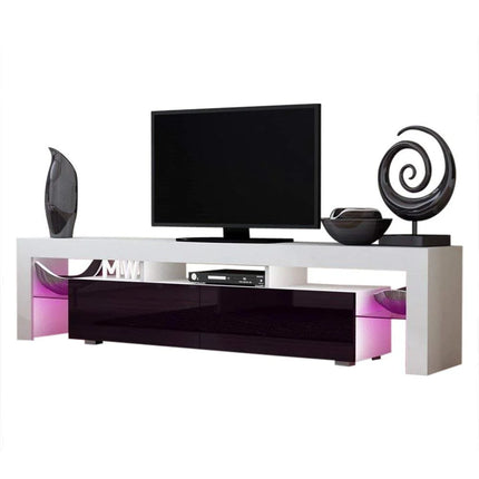 Solo 200 Modern LED TV Stand, Fits up to 90" TV, White/Violet