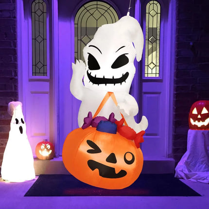 5 Ft Halloween Inflatable Decor,Ghost Holding Trick or Treat Bag,Scary Halloween Inflatable Decorations,Halloween Inflatable Outdoor,Yard Decorations,Halloween Party Decor