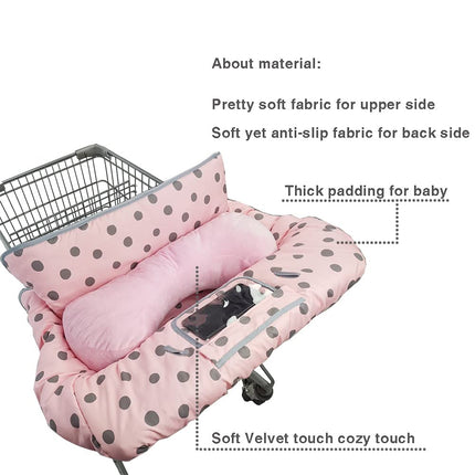 Shopping Cart Cover for Baby/Toddler with Pillow, Cozy High Chair Cover, Pink