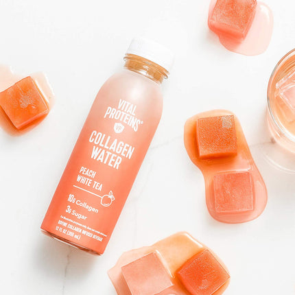 Collagen Water™, 10G of Collagen per Bottle & Made with Real Fruit Juice, Dairy & Gluten Free - Peach Tea, 12 Pack