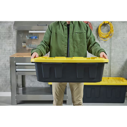 Commander Medium 15-Gallons (60-Quart) Black and Yellow Tote with Standard Snap Lid