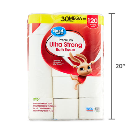 Ultra Strong Toilet Paper, 30 Mega Rolls