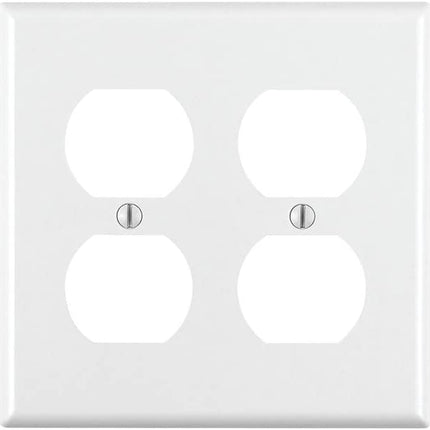 88016 2-Gang Duplex Device Receptacle Wallplate, Standard Size, Thermoset, Device Mount, White