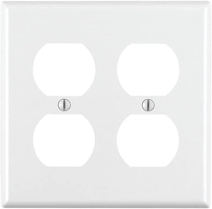 88016 2-Gang Duplex Device Receptacle Wallplate, Standard Size, Thermoset, Device Mount, White