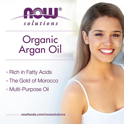 Solutions, Organic Argan Oil, Certified Organic and 100% Pure, "Gold of Morocco" Multi-Purpose Oil, 2-Ounce