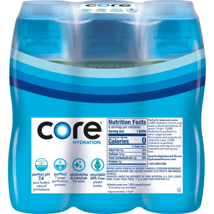 CORE Hydration Perfectly Balanced Drinking Water, 0.5 L Bottles, 6 Count