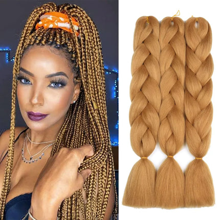 Original Jumbo Braids Hair Extension Pure Solid Color 3Pcs 24Inch 100G/Pc for Twist Box Braiding Hair