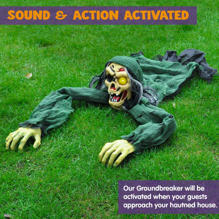 Halloween Decorations Outdoor Groundbreaker Creepy Life Size Light up Climbing Zombie Groundbreaker with Sound,Motion Activated Halloween Decorations Haunted House Decorations