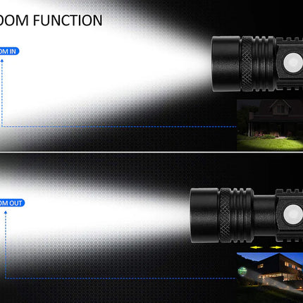 Super Bright 90000LM LED Tactical Flashlight Zoomable with Rechargeable Battery