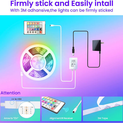 50 FT LED Strip Lights,Bluetooth LED Lights for Bedroom, Color Changing Light Strip with Music Sync, Phone Controller and IR Remote(App+Remote +Mic).