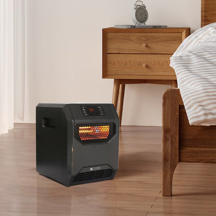 up to 1500-Watt Infrared Quartz Cabinet Indoor Electric Space Heater with Thermostat and Remote Included