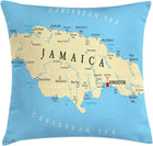 Jamaican Throw Pillow Cushion Cover, Map of Jamaica Kingston Caribbean Sea Important Locations in Country, Decorative Square Accent Pillow Case, 20