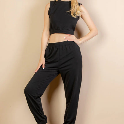 French Terry Elastic Waist Tank Top & Joggers Set (CAPELLA)