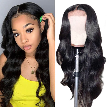 Lace Front Wigs Human Hair Wigs for Black Women Glueless Body Wave 4X4 Lace Closure Wigs Human Hair 150% Density Brazilian Virgin Hair Pre Plucked with Baby Hair Natural Color (22 Inch)