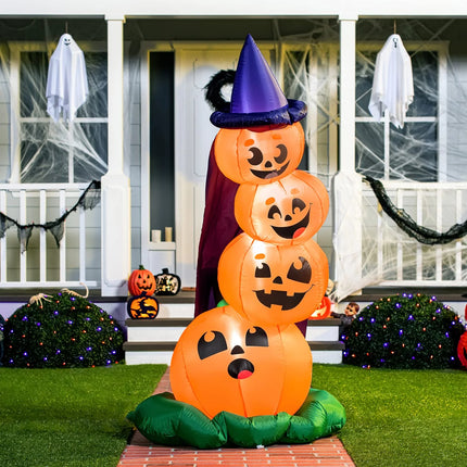 6 FT Halloween Inflatables Stacked Pumpkins with Build-In Leds for Porch,Halloween Pumpkin Decor Blow up Yard Decorations