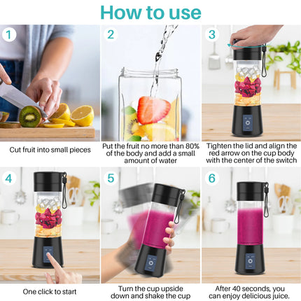 Portable Personal Blender Cup for Smoothies and Shakes, Smoothie Blender Mini Machine, 380Ml