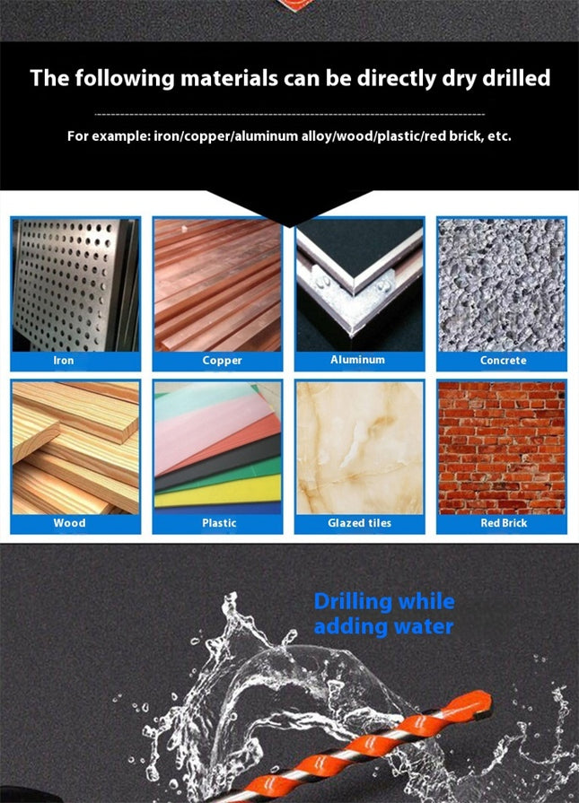 Orange 6-6-8-10-12mm 5pcs Multifunctional Ceramic Drill Bits