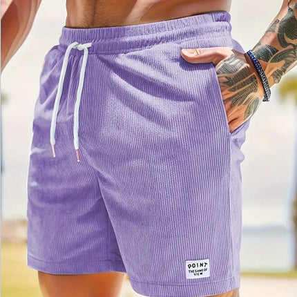 Lace-up Drawstring Shorts Summer Corduroy Sports Short Pants Mens Clothing