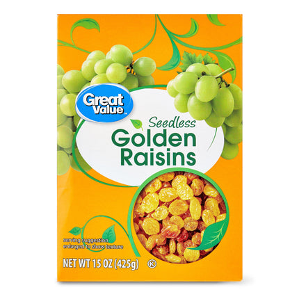 (4 Pack)  Seedless Golden Raisins Carton, 15 Oz (425G)