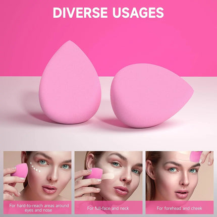 6 Pcs Makeup Sponges Set, Makeup Sponges for Foundation, Latex Free Beauty Sponges, Pink