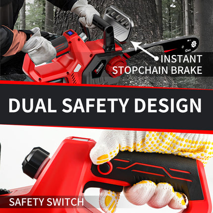21V Powerful Brushless Chainsaw Ultimate Cordless Power Chain Saw For Wood Cutting, Tree Trimming More Battery Charger Included
