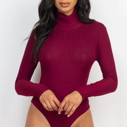 Ribbed Turtle Neck Long Sleeve Bodysuit (CAPELLA)