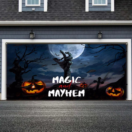 Halloween Garage Door Decorations Witch Halloween Door Cover Hanging Halloween Garage Door Banner Cauldron Event Tents 10X10