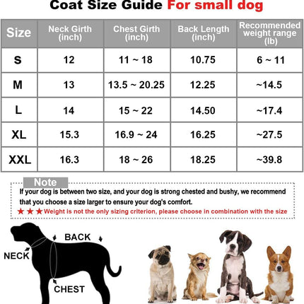 Warm Dog Jacket, Snowproof Windproof Waterproof Dog Winter Coat for Cold Weather - Soft Fleece Lining and Warm Thick Padded Dog Snow Coat with Detachable Hood for Puppy Small Medium Dogs